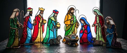 Backlit Stained Glass Nativity Scene