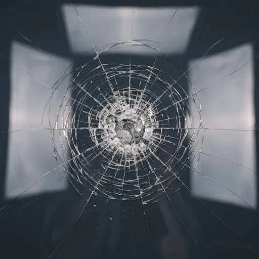 Shattered Dark Glass Screen Impact