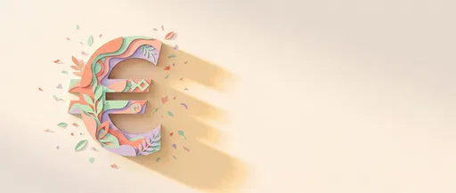 Pastel Paper Cut Euro Symbol Banner