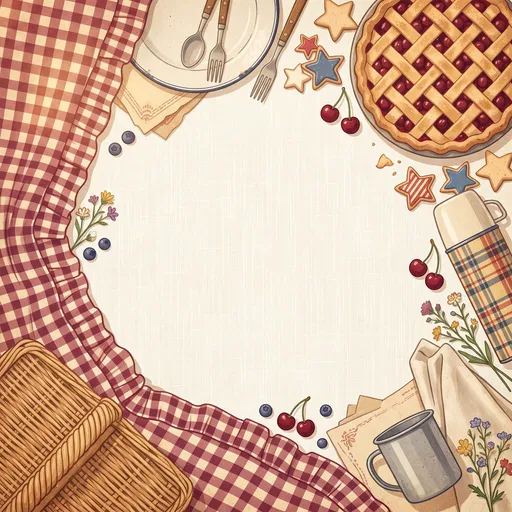 Vintage Americana Picnic Flat Lay Border