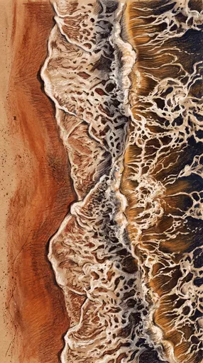 Aerial Pastel Drawing of Ocean Waves
