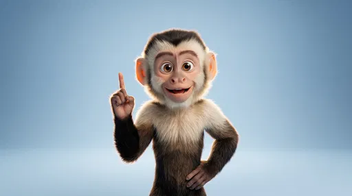 Stylized 3D Monkey Pointing Finger Up