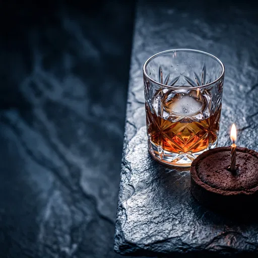 Whiskey Glass and Chocolate Birthday Tart
