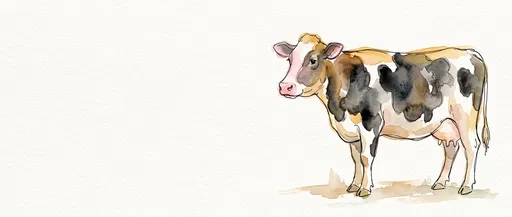 Watercolor and Ink Dairy Cow Illustration