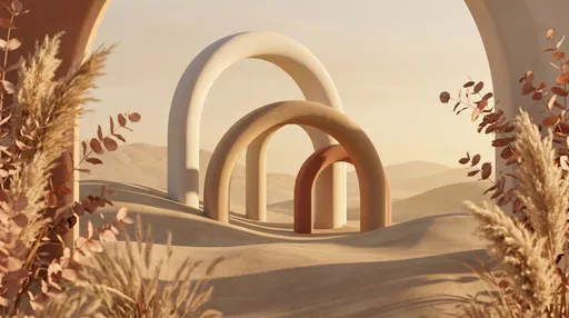 Minimalist Ceramic Arches in Desert Dunes