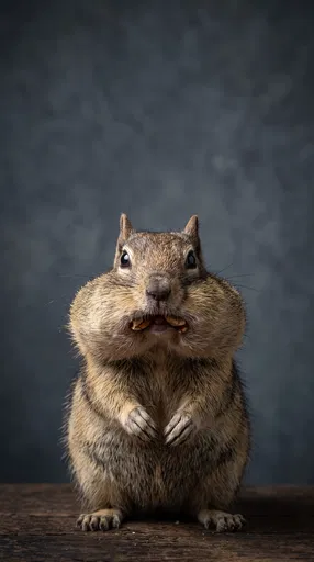 Ground Squirrel With Stuffed Cheeks Portrait