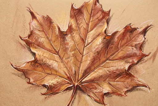 Pastel Drawing of Autumn Maple Leaf