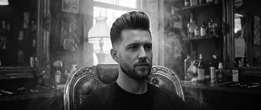 Man With Pompadour In Vintage Barbershop