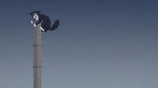 Spooked Tuxedo Cat on Scratching Post