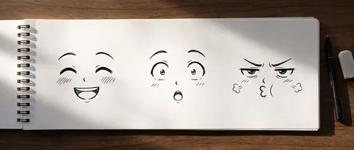 Anime Facial Expressions Drawn in Sketchbook