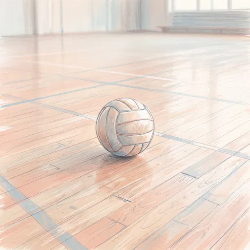 Pastel Colored Pencil Volleyball Illustration
