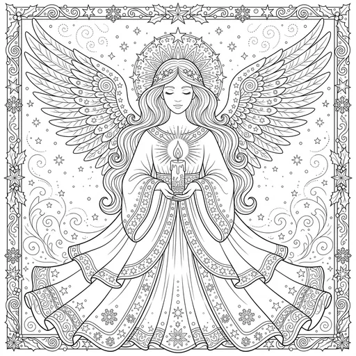 Christmas Angel Holding Candle Coloring Page