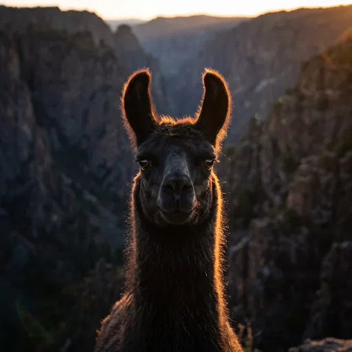 Black Llama Portrait at Golden Hour