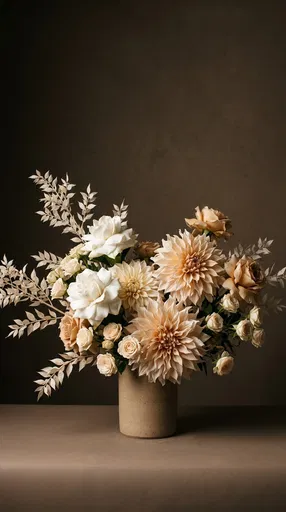 Neutral Floral Bouquet in Ceramic Vase