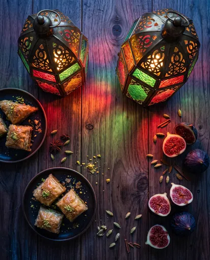Glowing Moroccan Lanterns With Baklava and Figs