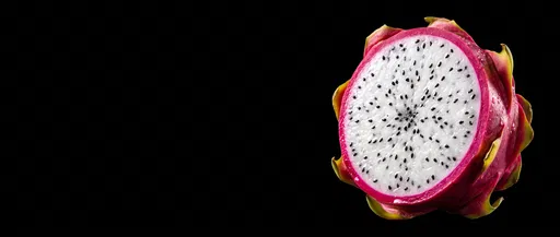 Halved Dragon Fruit on Black Background