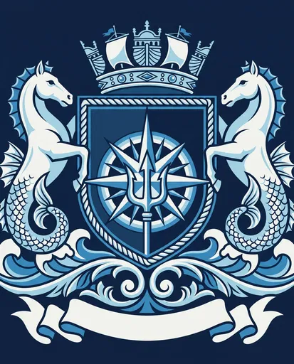 Blue Maritime Heraldic Crest Illustration