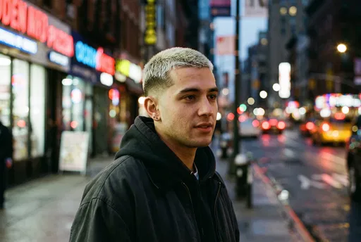 Young Man With Bleached Buzz Cut