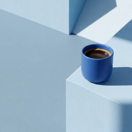Blue Ceramic Coffee Cup on Pedestal