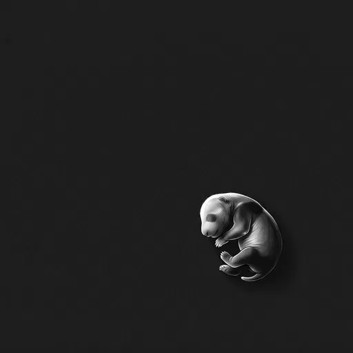 Minimalist Monochrome Newborn Panda Cub Illustration