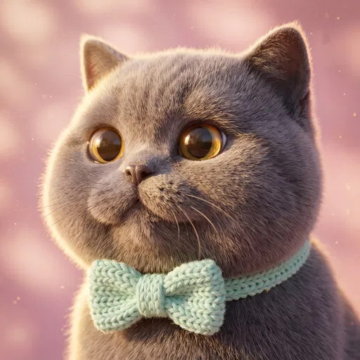 Gray British Shorthair Cat in Bow Tie