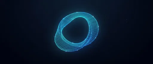 Glowing Cyan Wireframe Mobius Strip Background