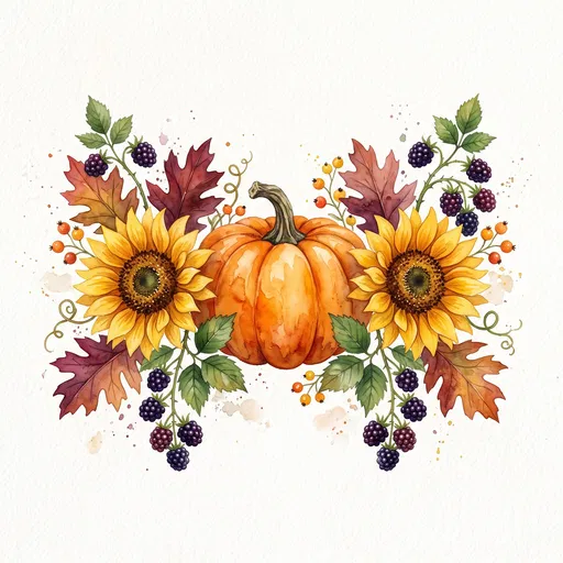 Watercolor Autumn Pumpkin and Sunflower Centerpiece