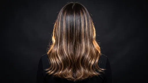 Glossy Brunette Hair With Blonde Highlights
