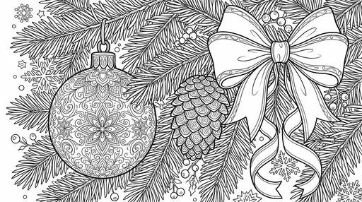 Christmas Bauble and Bow Coloring Page