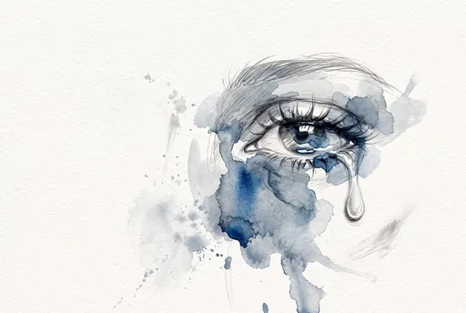 Watercolor and Pencil Crying Eye Sketch