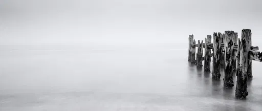 Monochrome Minimalist Wooden Jetty Pilings
