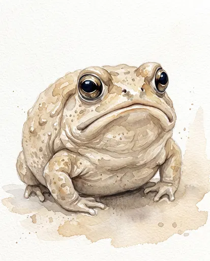 Watercolor Grumpy Rain Frog Illustration