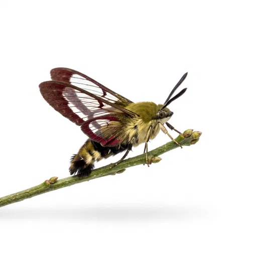 Snowberry Clearwing Moth on Green Twig
