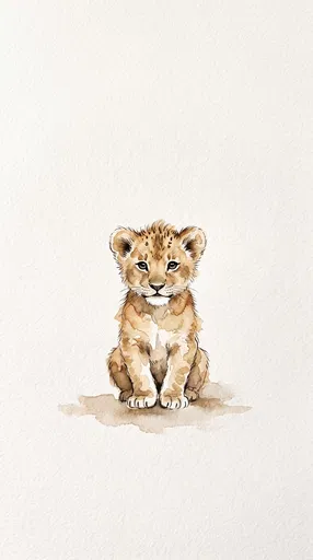 Watercolor Baby Lion Cub Illustration