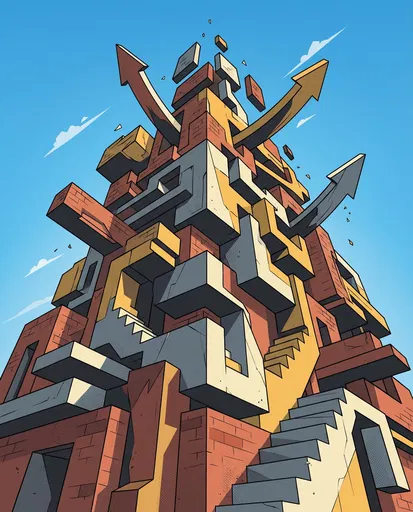 Abstract 3D Graffiti Tower Illustration