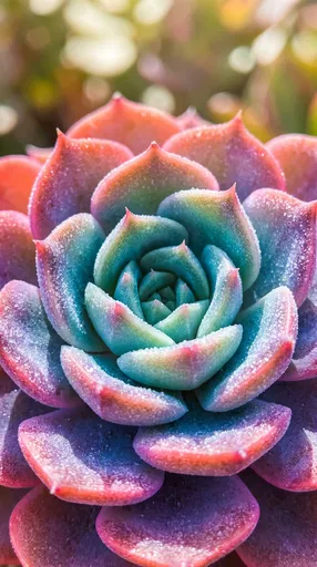 Vibrant Frosted Succulent Rosette Macro
