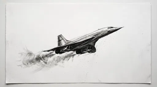 Charcoal Sketch of Supersonic Jet