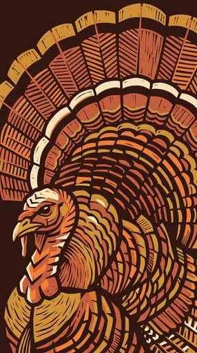 Woodcut Style Wild Turkey Illustration