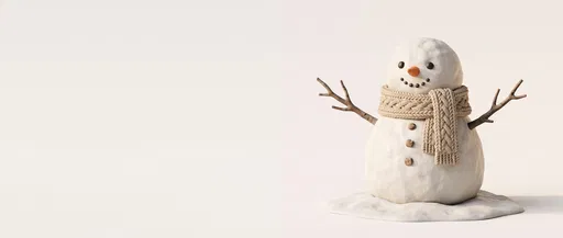 Cute 3D Clay Snowman With Copy Space