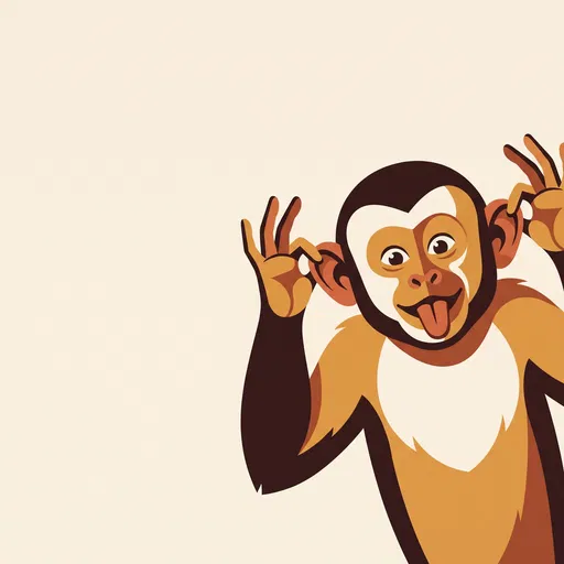 Playful Monkey Illustration With Copy Space
