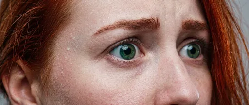 Close-Up of Scared Red-Haired Woman