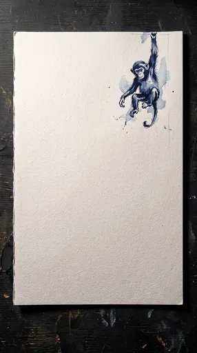 Indigo Ink Monkey Sketch on Paper