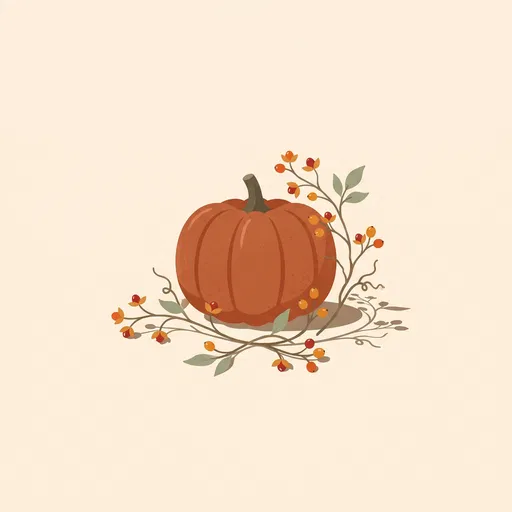 Minimalist Terracotta Pumpkin With Autumn Berries