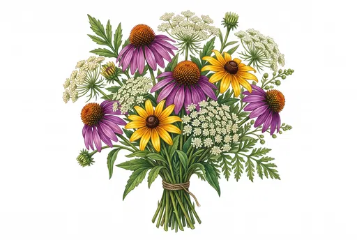 Wildflower Bouquet Botanical Clipart Illustration