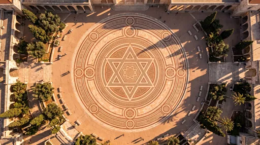 Aerial View of Star of David Plaza
