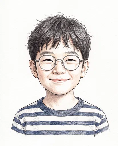 Smiling Boy With Glasses Illustration