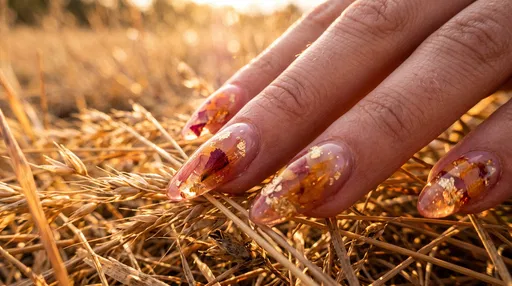 Floral Gold Leaf Nail Art in Sunlight