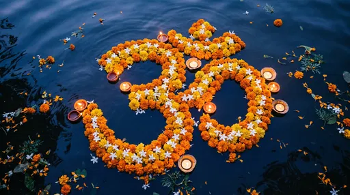 Floral Om Symbol Floating on Water