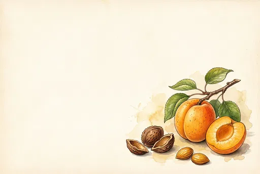 Botanical Watercolor of Apricots and Kernels