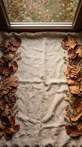Autumn Leaves Frame on Linen Sill